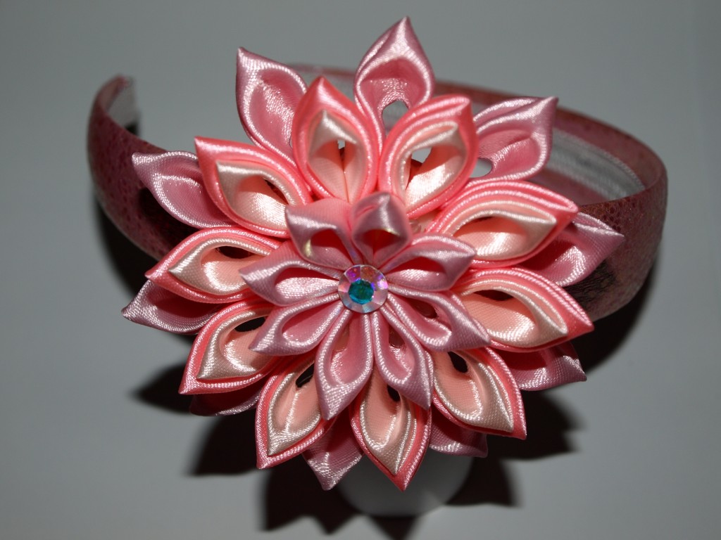 шелковый цветок Канзаши украшение для волос ручная работа